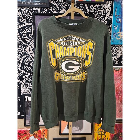 Rare 1997 Green Bay Packers Distressed Crewneck Logo 7 Large XL Faded - Picture 1 of 9